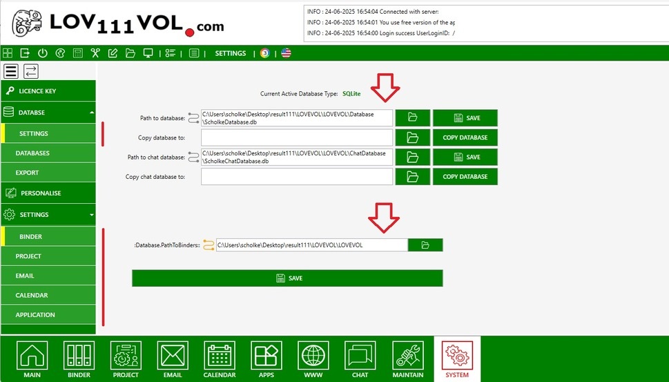 Adjust database paths in LOV111VOL
