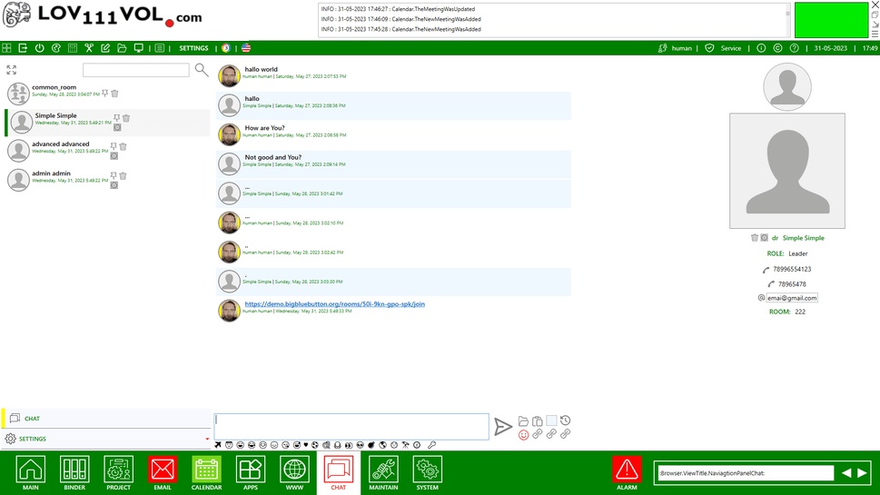 Example screenshot from LOV111VOL LAN messenger showing offline chat window